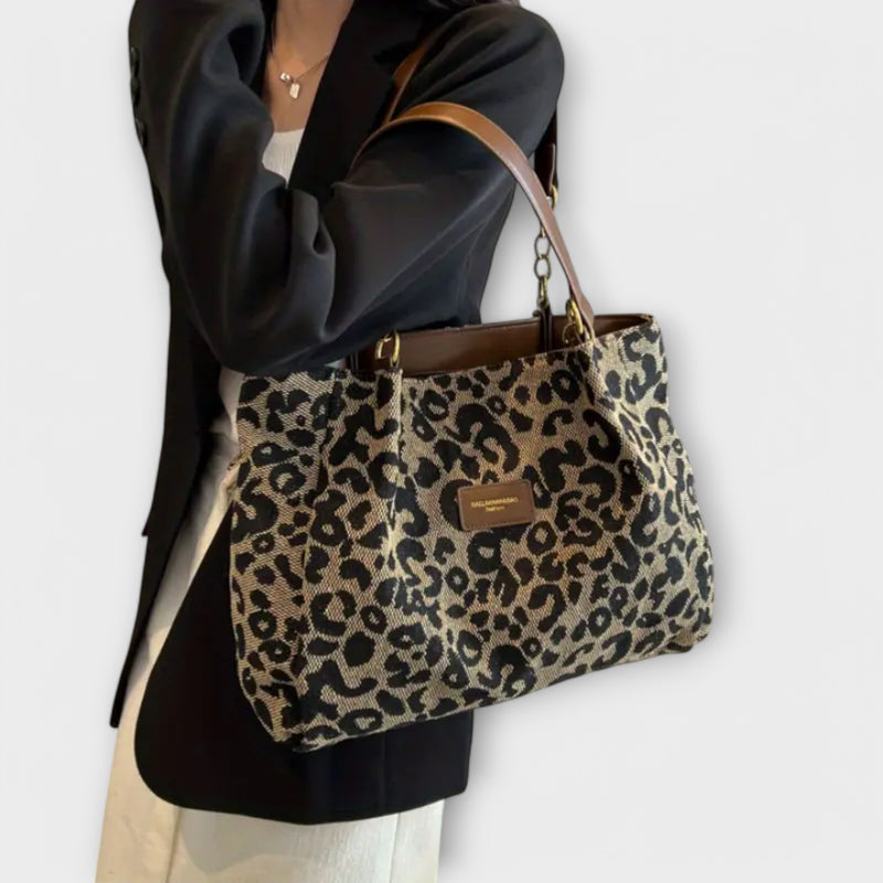 Leopardmønstret Canvas Tote