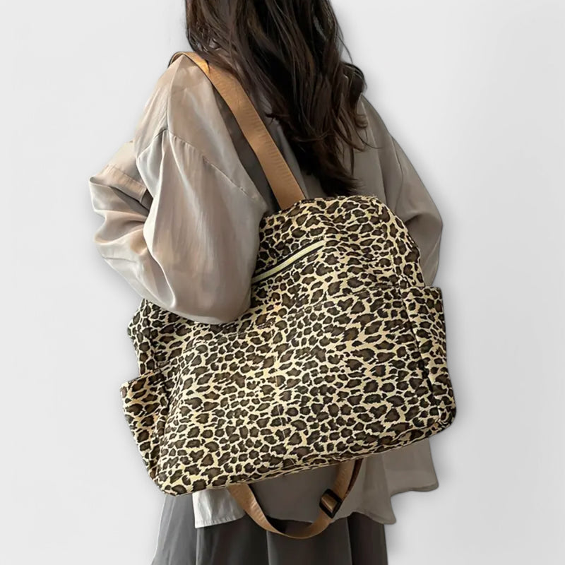 Leopardmønstret Canvas Crossbody Taske