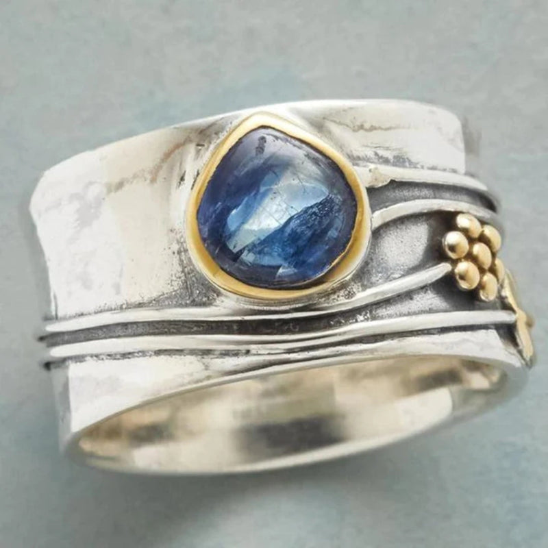 Vintage Ring med Blåt Sten