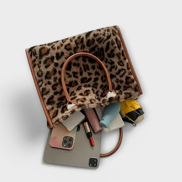 Chic Leopardmønstret Plys Tote