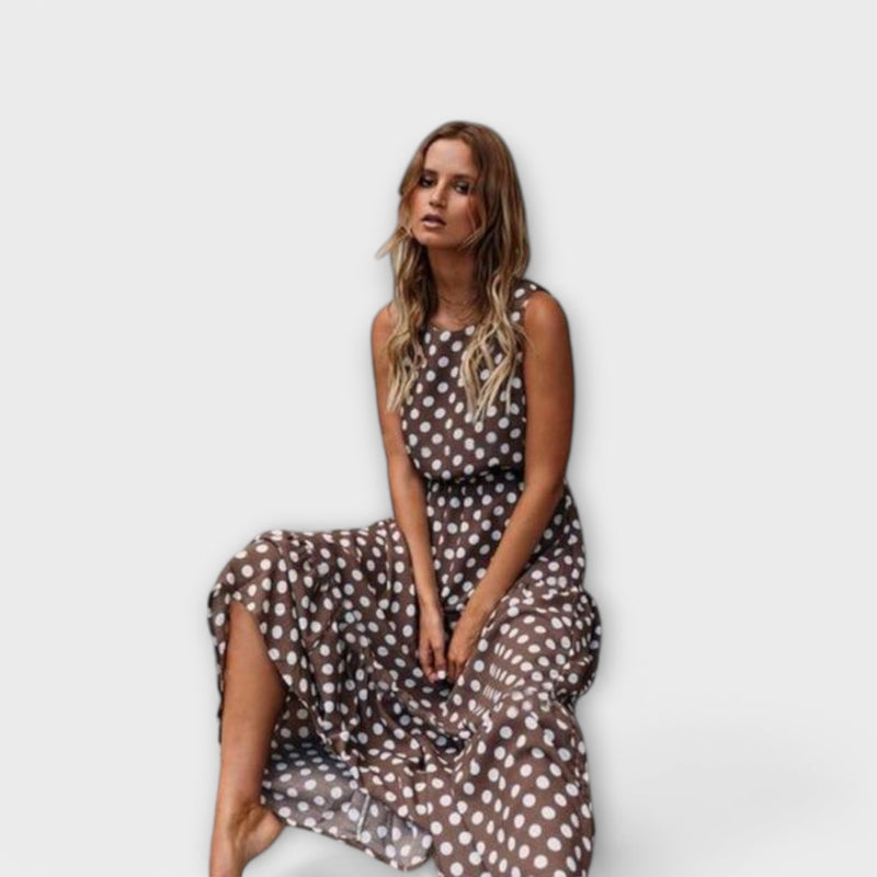 Danae - Boho Midi Kjole med Prikker