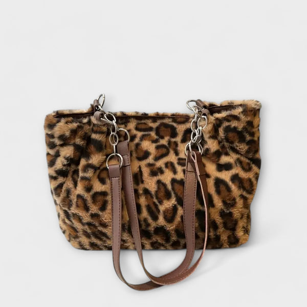 Trendy Leopardskinds-Inspireret Tote i Blød Kunstpels